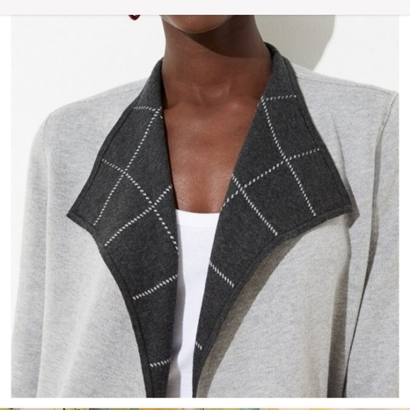 LOFT 🖤 Plaid Reversible Jacket Sweater - Picture 4 of 4